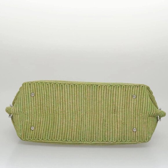 Salvatore Ferragamo Sofia Gancini Hand Bag Straw Leather 2way Green Auth 103207V - Picture 6 of 16